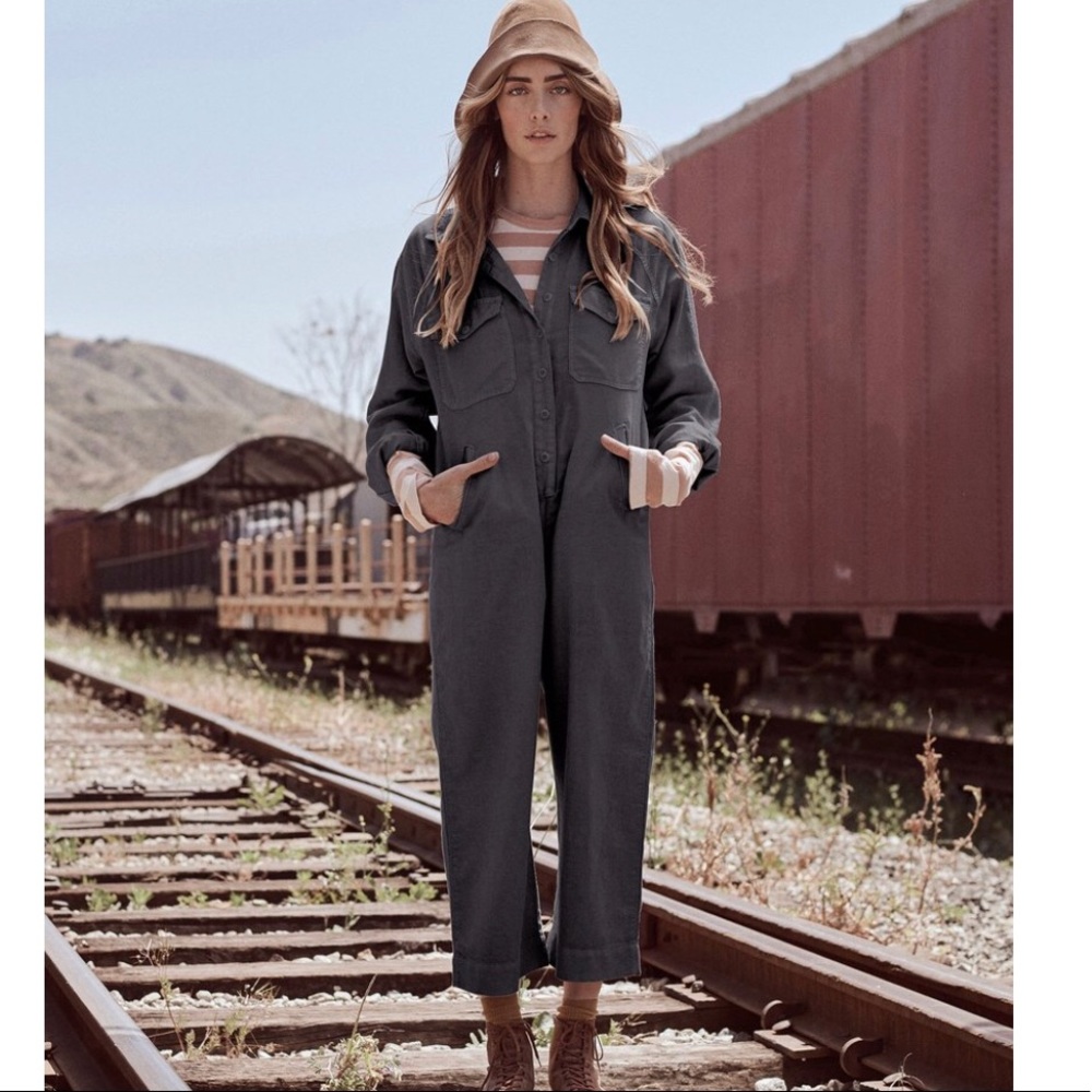 CROPPED BOILER SUIT - Washed black